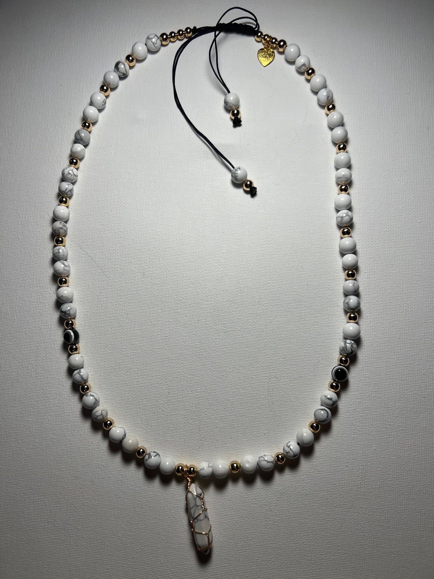 White Howlite stone necklace